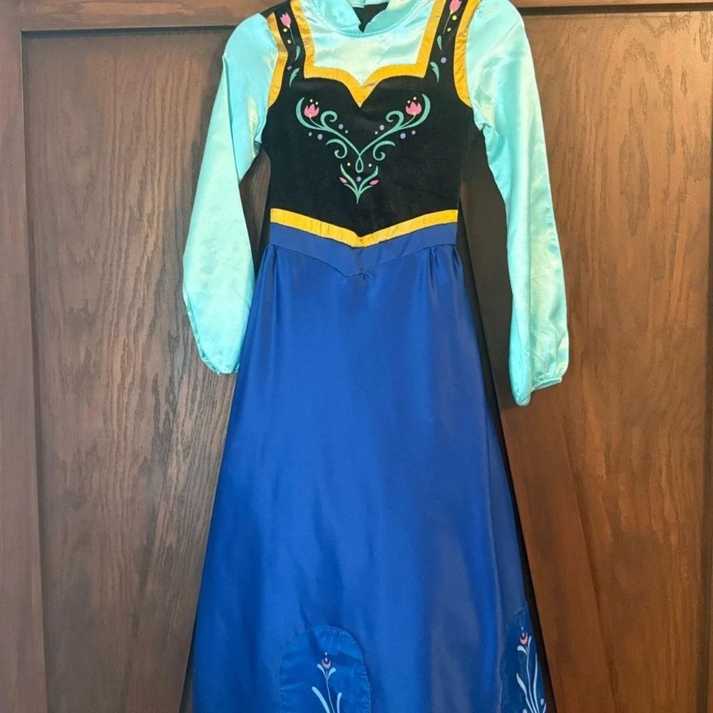 Disney Parks Princess Anna Dress Costume Blue, Black & Teal Sz 11/12 EUC